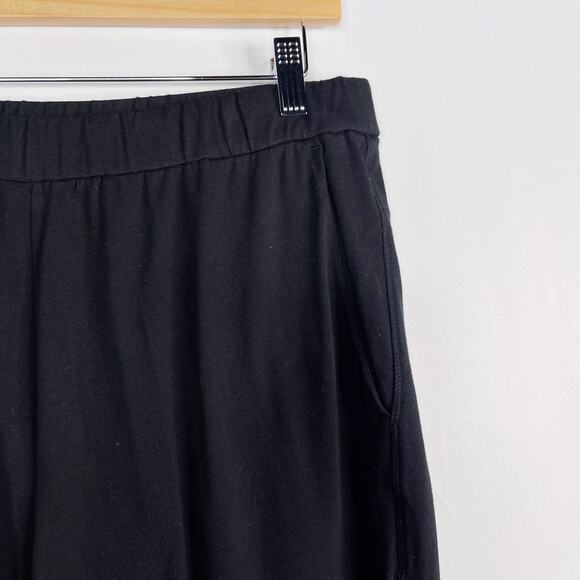 Eileen Fisher M Black Organic Cotton Stretch Jersey Cuffed Ankle Pants Pull On - Picture 6 of 10